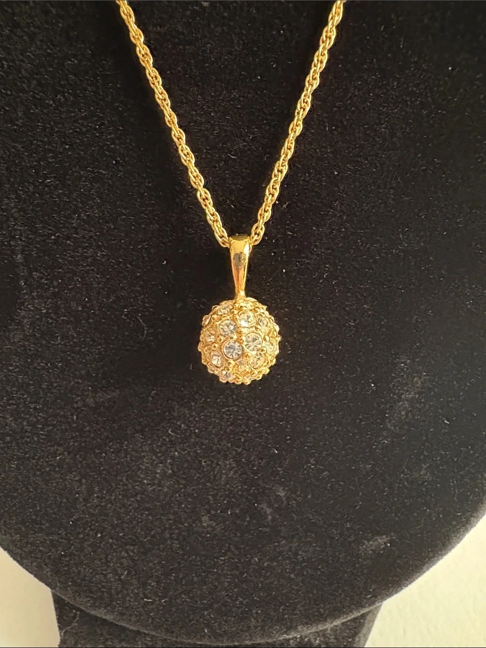 Gold Tone Pavé Sphere Pendant Necklace - Women Jewelry